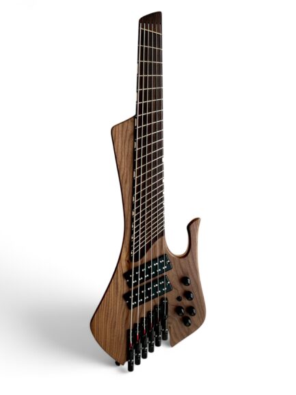MihaDo Cosmic Bass 34/32-inch headless 6-string multiscale bass with wood top front view