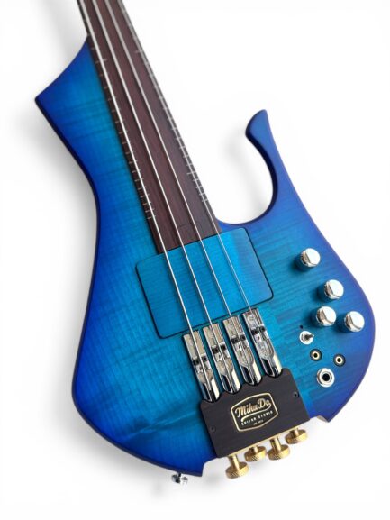 MihaDo FingyBass Devi 24-inch 4-string fretless short scale bass angled front view